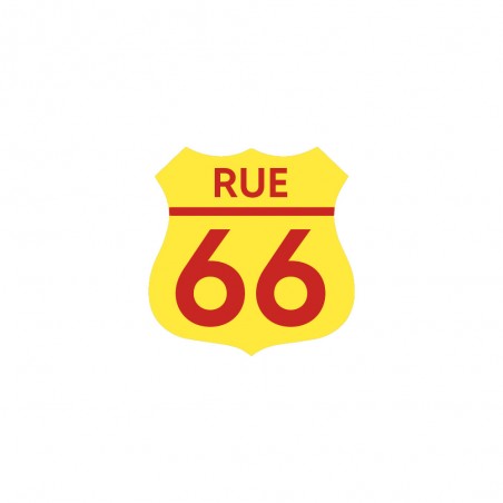 Numéro fantaisie personnalisable pour boite aux lettres couleur jaune chiffres rouges - Modèle Route 66