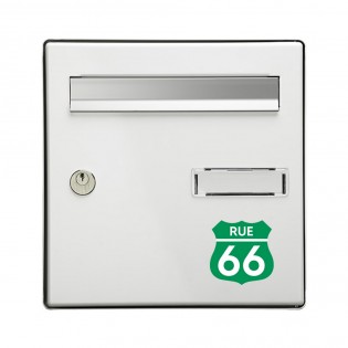 Numéro fantaisie personnalisable pour boite aux lettres couleur vert pomme chiffres blancs - Modèle Route 66