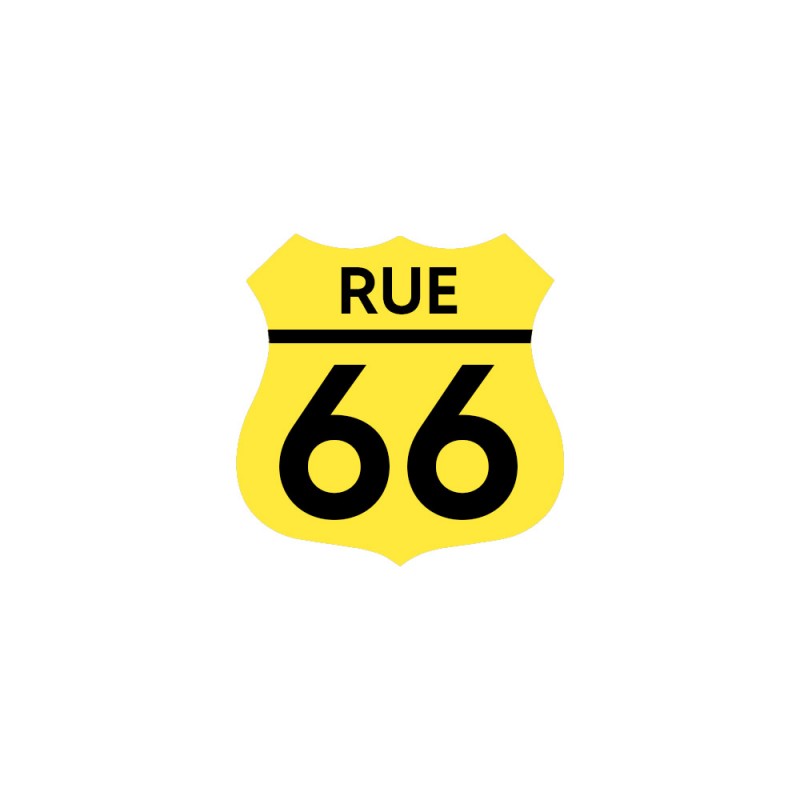 Numéro fantaisie personnalisable pour boite aux lettres couleur jaune chiffres noirs - Modèle Route 66