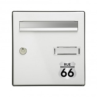 Numéro fantaisie personnalisable pour boite aux lettres couleur argent chiffres noirs - Modèle Route 66