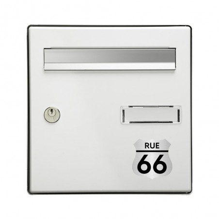 Numéro fantaisie personnalisable pour boite aux lettres couleur argent chiffres noirs - Modèle Route 66