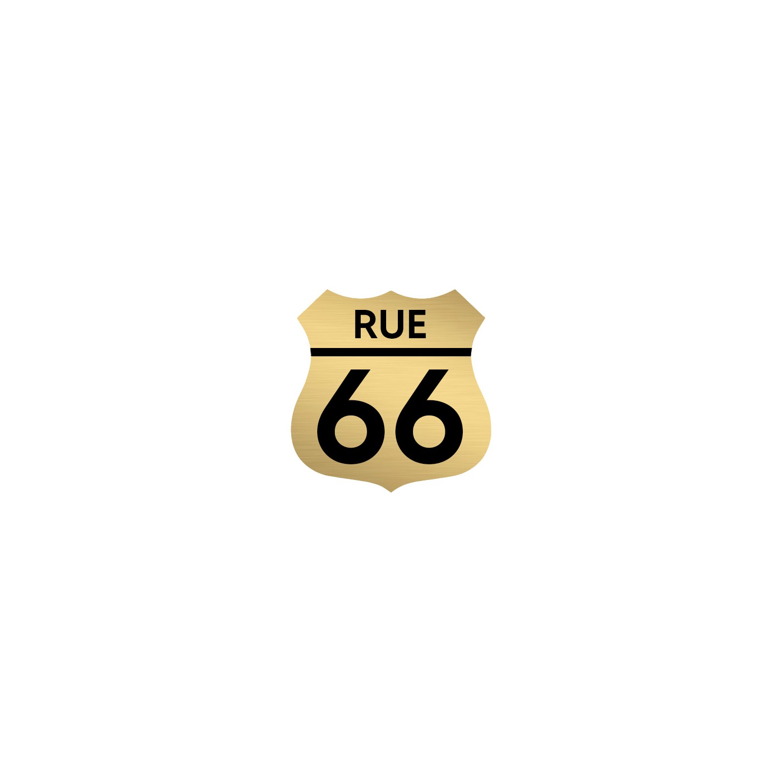 Numéro fantaisie personnalisable pour boite aux lettres couleur or brossé chiffres noirs - Modèle Route 66