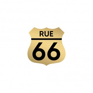 Numéro fantaisie personnalisable pour boite aux lettres couleur or brossé chiffres noirs - Modèle Route 66