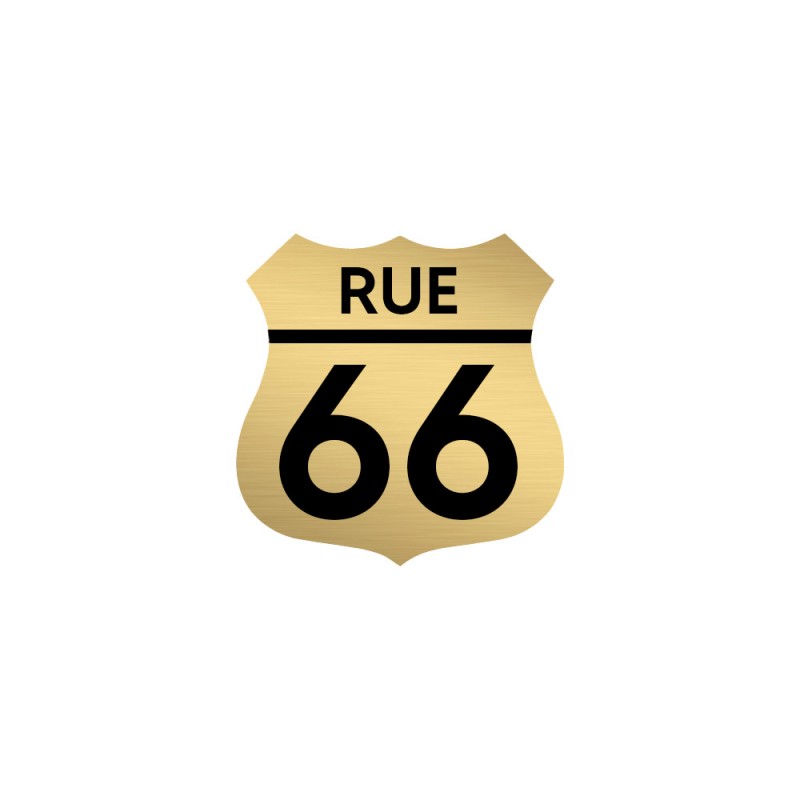 Numéro fantaisie personnalisable pour boite aux lettres couleur or brossé chiffres noirs - Modèle Route 66 Numéro fantaisie personnalisable pour boite aux lettres couleur or brossé chiffres noirs - Modèle Route 66