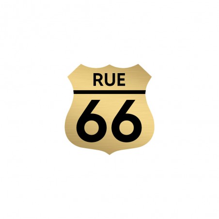 Numéro fantaisie personnalisable pour boite aux lettres couleur or brossé chiffres noirs - Modèle Route 66