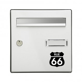 Numéro fantaisie personnalisable pour boite aux lettres couleur noir chiffres blancs - Modèle Route 66
