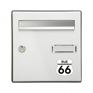 Numéro fantaisie personnalisable pour boite aux lettres couleur blanc chiffres noirs - Modèle Route 66