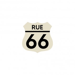 Numéro fantaisie personnalisable pour boite aux lettres couleur beige chiffres noirs - Modèle Route 66
