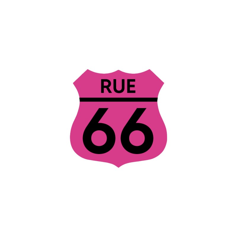 Numéro fantaisie personnalisable pour boite aux lettres couleur rose chiffres noirs - Modèle Route 66