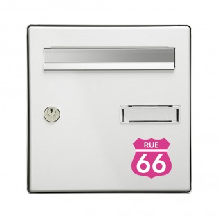 Numéro fantaisie personnalisable pour boite aux lettres couleur rose chiffres blancs - Modèle Route 66