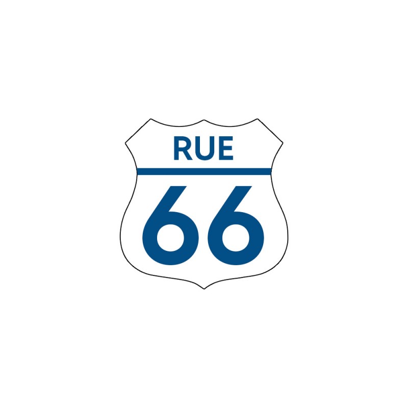 Numéro fantaisie personnalisable pour boite aux lettres couleur blanc chiffres bleus - Modèle Route 66 Numéro fantaisie personnalisable pour boite aux lettres couleur blanc chiffres bleus - Modèle Route 66