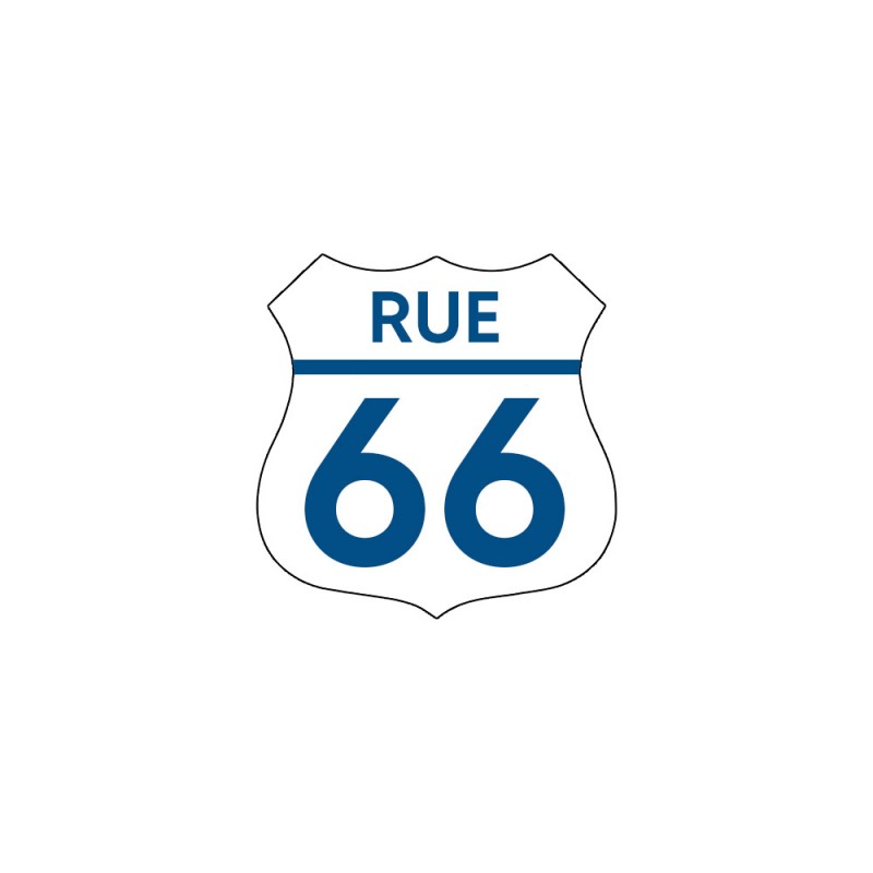 Numéro fantaisie personnalisable pour boite aux lettres couleur blanc chiffres bleus - Modèle Route 66