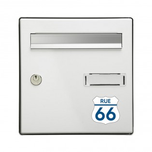 Numéro fantaisie personnalisable pour boite aux lettres couleur blanc chiffres bleus - Modèle Route 66