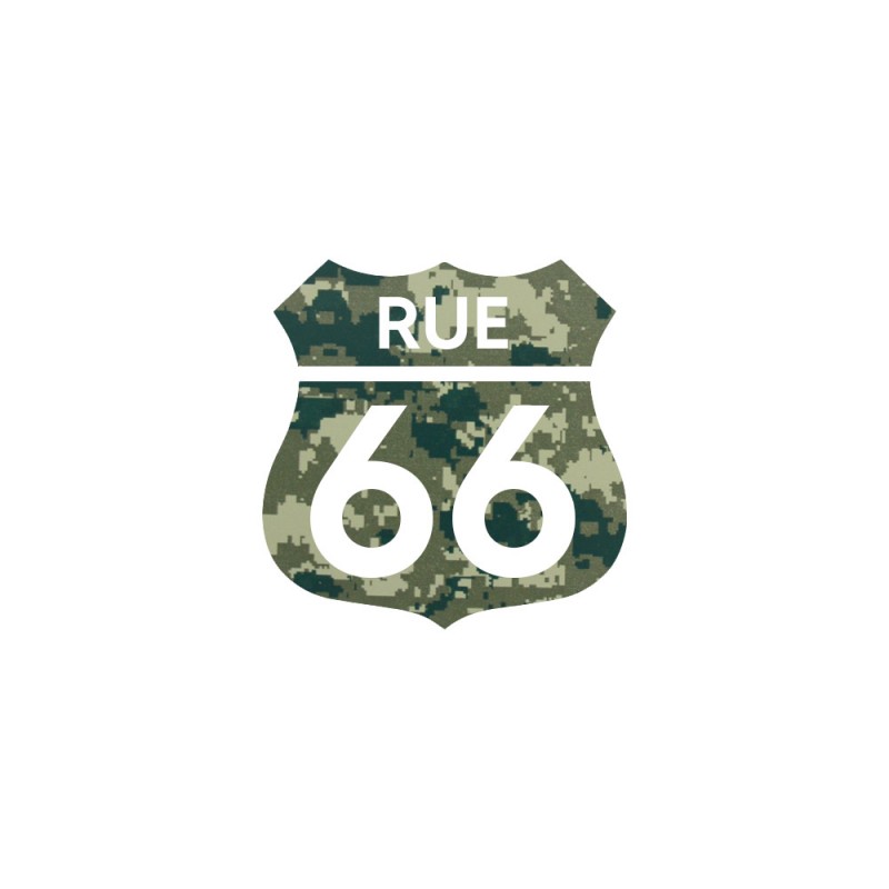 Numéro fantaisie personnalisable pour boite aux lettres couleur Camo Vert chiffres blancs - Modèle Route 66