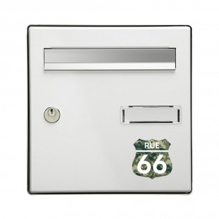 Numéro fantaisie personnalisable pour boite aux lettres couleur Camo Vert chiffres blancs - Modèle Route 66