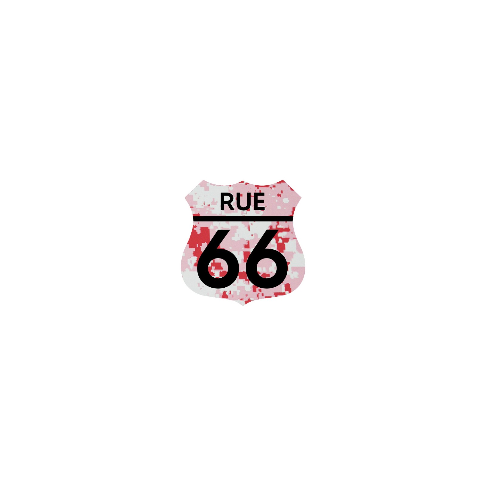 Numéro fantaisie personnalisable pour boite aux lettres couleur Camo Rose chiffres noirs - Modèle Route 66