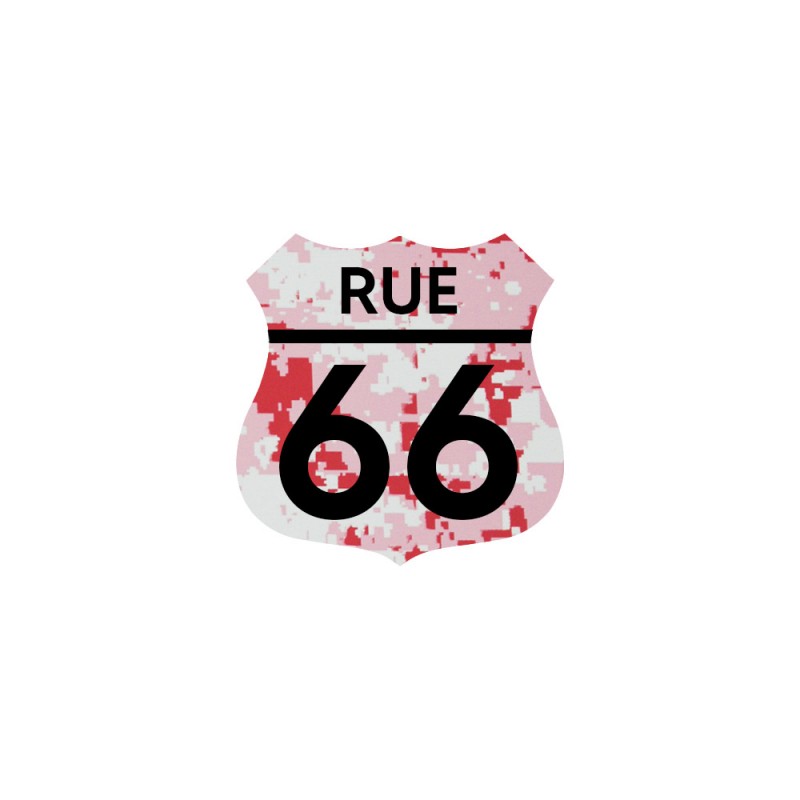 Numéro fantaisie personnalisable pour boite aux lettres couleur Camo Rose chiffres noirs - Modèle Route 66
