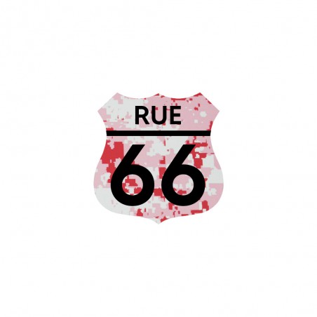 Numéro fantaisie personnalisable pour boite aux lettres couleur Camo Rose chiffres noirs - Modèle Route 66