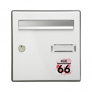 Numéro fantaisie personnalisable pour boite aux lettres couleur Camo Rose chiffres noirs - Modèle Route 66