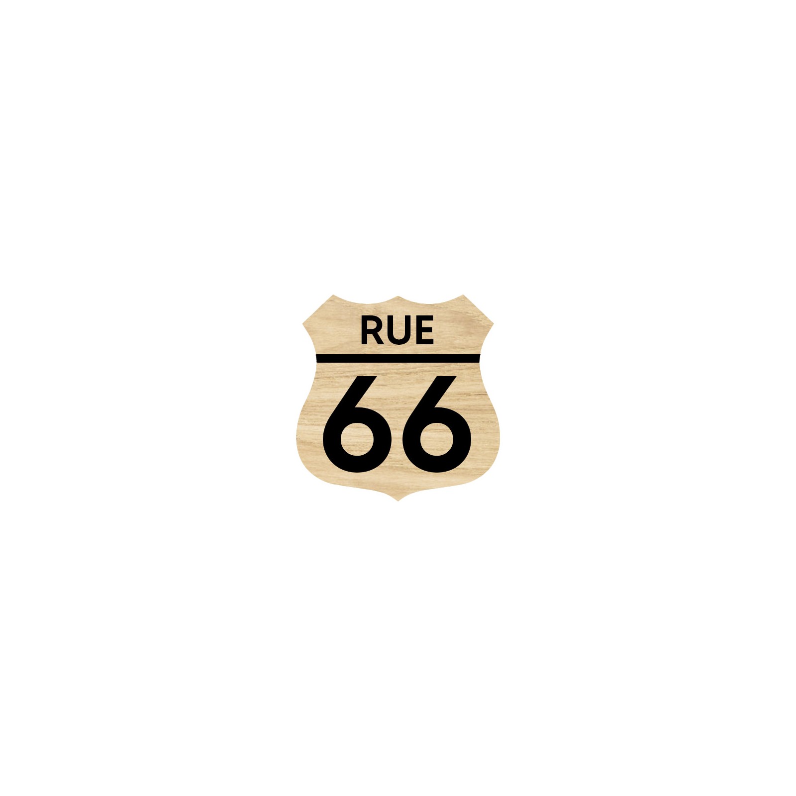 Numéro fantaisie personnalisable pour boite aux lettres couleur effet bois clair chiffres noirs - Modèle Route 66