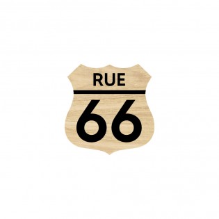 Numéro fantaisie personnalisable pour boite aux lettres couleur effet bois clair chiffres noirs - Modèle Route 66