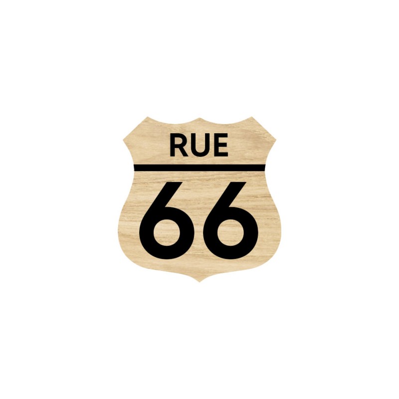 Numéro fantaisie personnalisable pour boite aux lettres couleur effet bois clair chiffres noirs - Modèle Route 66