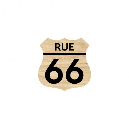 Numéro fantaisie personnalisable pour boite aux lettres couleur effet bois clair chiffres noirs - Modèle Route 66