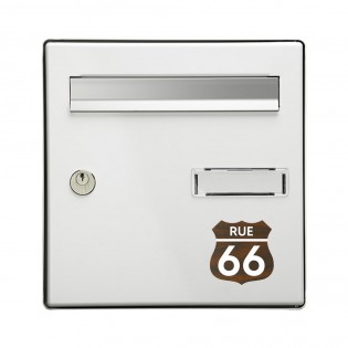 Numéro fantaisie personnalisable pour boite aux lettres couleur effet bois foncé chiffres blancs - Modèle Route 66