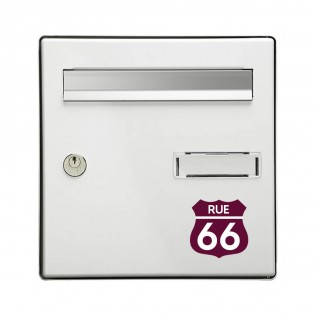 Numéro fantaisie personnalisable pour boite aux lettres couleur bordeaux chiffres blancs - Modèle Route 66
