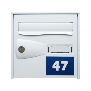 Numéro de maison / rue 3D personnalisé couleur bleu chiffres blancs - 12 cm x 8 cm