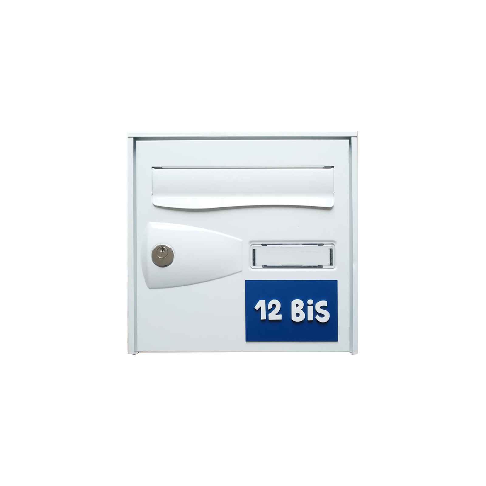 Numéro de maison / rue 3D personnalisé couleur bleu chiffres blancs - 12 cm x 8 cm