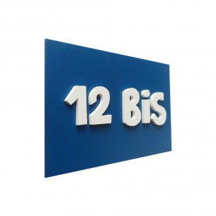 Numéro de maison / rue 3D personnalisé couleur bleu chiffres blancs - 12 cm x 8 cm