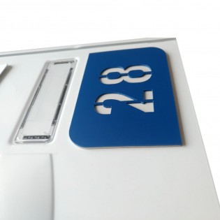 Numéro de rue modèle MINI URBAN à personnaliser pour boite aux lettres - Couleur bleu fond blanc