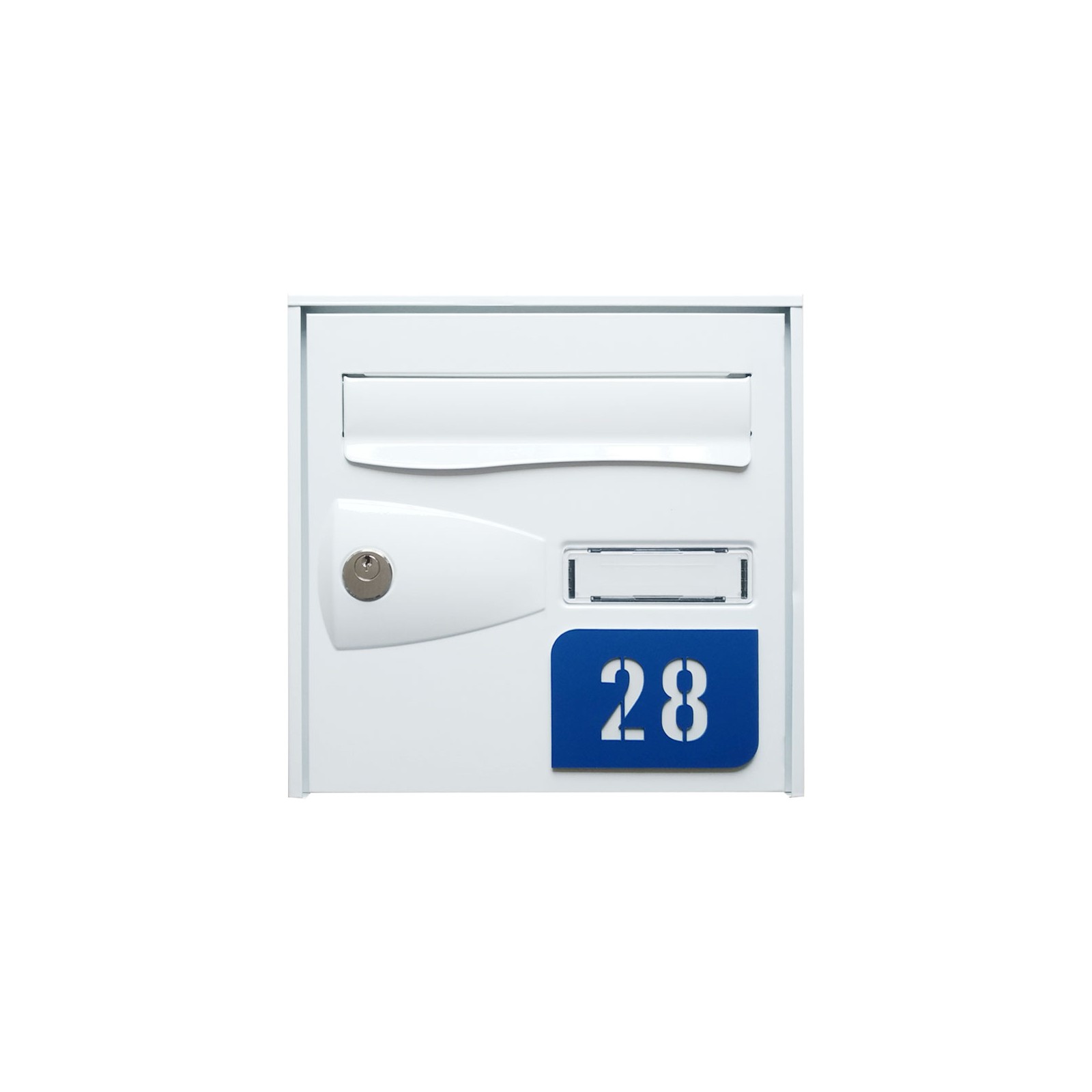 Numéro de rue modèle MINI URBAN à personnaliser pour boite aux lettres - Couleur bleu fond blanc