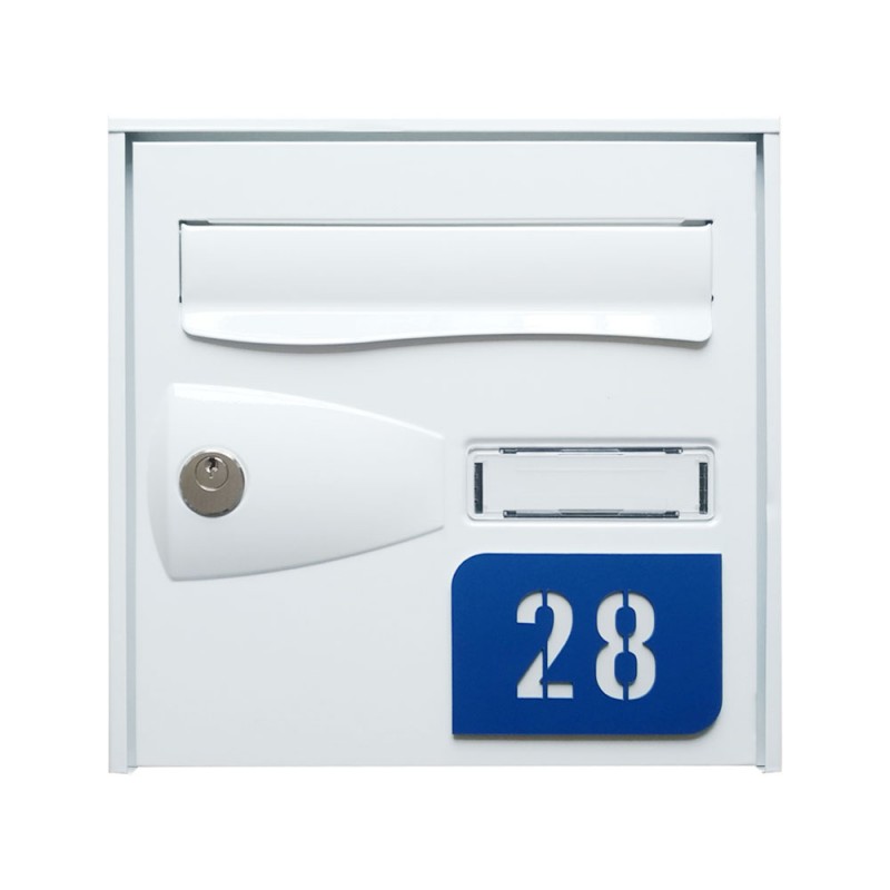 Numéro de rue modèle MINI URBAN à personnaliser pour boite aux lettres - Couleur bleu fond blanc Numéro de rue modèle MINI URBAN à personnaliser pour boite aux lettres - Couleur bleu fond blanc