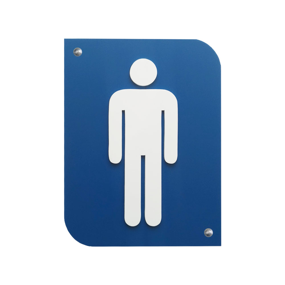 Pictogramme 3D Homme, plaque de porte 3D Homme en PVC couleur bleu / blanc - Signalétique de porte