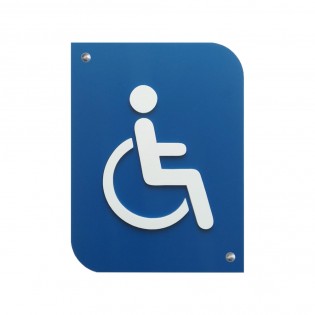 Pictogramme 3D PMR, plaque de porte 3D Handicap en PVC couleur bleu / blanc - Signalétique de porte