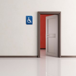 Pictogramme 3D PMR, plaque de porte 3D Handicap en PVC couleur bleu / blanc - Signalétique de porte