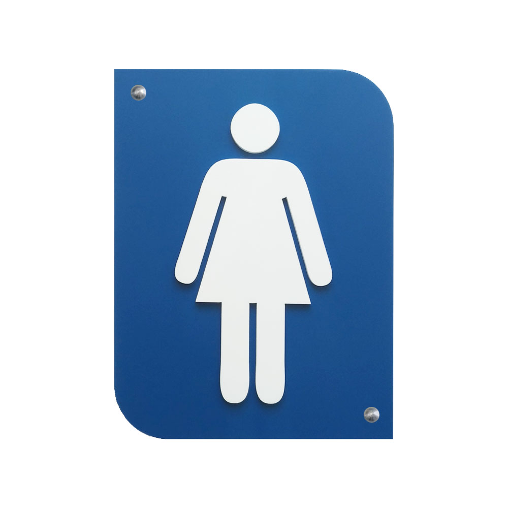 Pictogramme 3D Femme, plaque de porte 3D Femme en PVC couleur bleu / blanc - Signalétique de porte