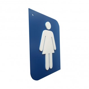 Pictogramme 3D Femme, plaque de porte 3D Femme en PVC couleur bleu / blanc - Signalétique de porte