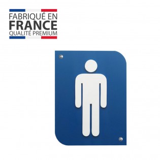 Pictogramme 3D Homme, plaque de porte 3D Homme en PVC couleur bleu / blanc - Signalétique de porte