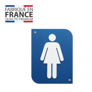 Pictogramme 3D Femme, plaque de porte 3D Femme en PVC couleur bleu / blanc - Signalétique de porte