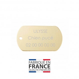 Médaille plaque militaire Or pour chien chat personnalisée sur 1 à 3 lignes (50 mm x 30 mm)