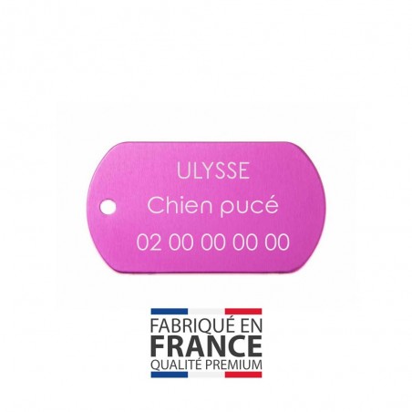 Médaille plaque militaire Rose pour chien chat personnalisée sur 1 à 3 lignes (50 mm x 30 mm)