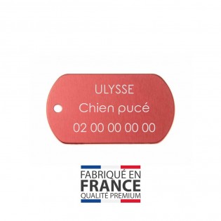 Médaille plaque militaire Rouge pour chien chat personnalisée sur 1 à 3 lignes (50 mm x 30 mm)