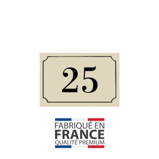Numéro de maison / rue gravé et personnalisé couleur beige chiffres noirs - Signalétique extérieure