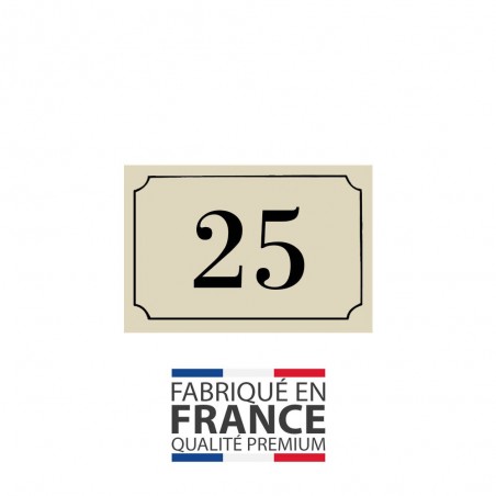 Numéro de maison / rue gravé et personnalisé couleur beige chiffres noirs - Signalétique extérieure