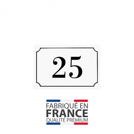 Numéro de maison / rue gravé et personnalisé couleur blanc chiffres noirs - Signalétique extérieure