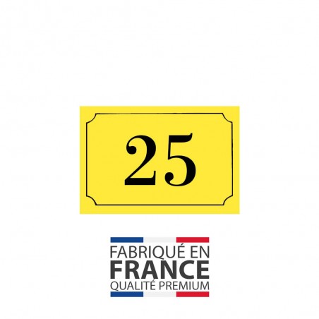 Numéro de maison / rue gravé et personnalisé couleur jaune chiffres noirs - Signalétique extérieure