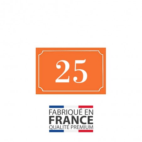 Numéro de maison / rue gravé et personnalisé couleur orange chiffres blancs - Signalétique extérieure